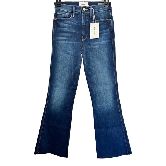 Frame Le Sylvie Kick Boot Size 26 Raw Hem Stretchy Dark Wash Jeans NWT $225 - Picture 10 of 10